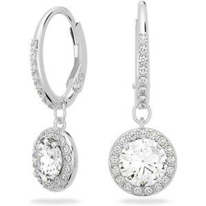 Crystal drop earrings clear rhinestone pave rhodium plated lightweight jewelry